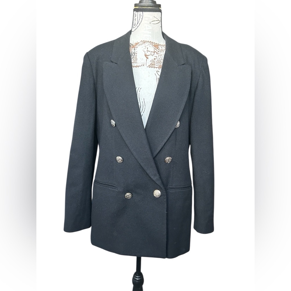 Vintage Stephanie Andrews 100% Wool Black Blazer Women’s size 8